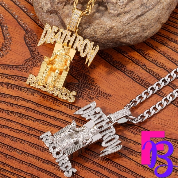 *NEW!* 14K Iced Death Row Records Pendant & Chain - Picture 3 of 16